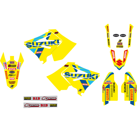 Kit de autocolantes e capa de assento BLACKBIRD para Kit POLISPORT RESTYLING SUZUKI RM 125/250 01-08