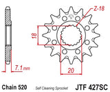 Pinhão de Ataque JT SELF CLEANING SUZUKI RM 125 80-08, RMZ 250 07-12 (12 dentes)