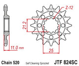 Pinhão de Ataque JT SELF CLEANING HUSQVARNA CR 250 99-05, TC 250 02-08, TC 450 02-10, TC 510 05-10, TC 570 01-03, TC 610 91-00