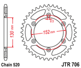 Cremalheira Aço JT para APRILIA RXV/SXV 450/550 06-13