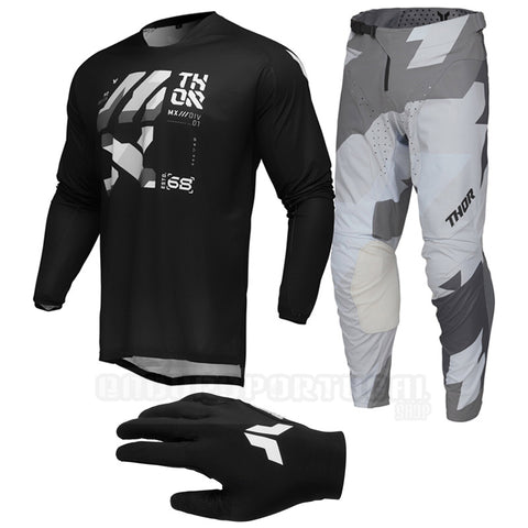 Conjunto THOR LAUNCHMODE BRAVE + Luvas SPORTMODE ICONIC Preto 2025