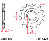 Pinhão de Ataque JT HONDA CR 125 04-07, CRF 250R/X 04-17