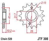 Pinhão de Ataque JT YAMAHA XT 660 R/X 04-16, XT 660Z TENERE 08-16