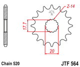 Pinhão de Ataque JT YAMAHA YZ 125 87-04, GAS GAS EC 125 03-15