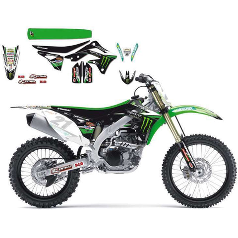 Kit de autocolantes e capa de assento BLACKBIRD réplica MONSTER ENERGY KX 450F 12-15